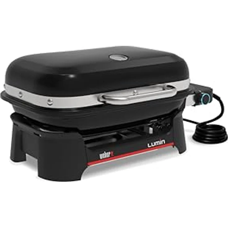 Weber Lumin Compact Elektrogrill, tragbar, 43 x 32 cm Grillfläche, bis zu 315 °C, mit Deckelthermometer, emaillierte Gusseisenroste, schwarz – Bild 3