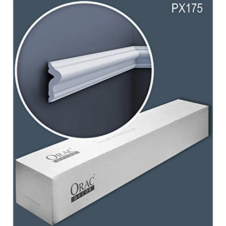 Orac Decor PX175-box AXXENT Zierleiste, 2er Set 4 m, Duropolymer®, modern, weiß, 48 Stück – Bild 2