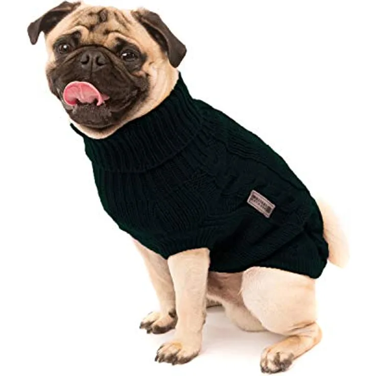 Wolters | Zopf-Strickpullover für Mops&Co in Schwarz | Rückenlänge 30 cm - Preisvergleich