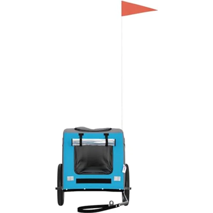 vidaXL Hunde-Transportbox Fahrradanhänger für kleine Hunde und Katzen, Blau und Grau, Oxford-Gewebe und Eisen, 124 x 53 x 53 cm, max. 30 kg Belastbarkeit – Bild 5