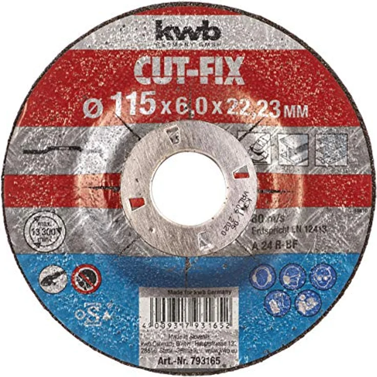 kwb Schruppscheibe Cut-Fix 793165 (115 x 22, gekröpft, 6.0 mm dick, für Metall und Stahl, für Winkelschleifer) – Bild 2