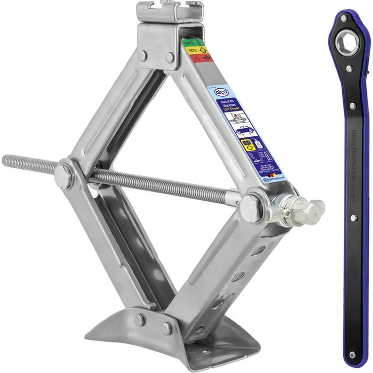 alca Wagenheber Scherenwagenheber mit Ratsche 1,5t Hubhöhe 104-380mm für Auto/SUV/MP, leicht und robust, drehbarer Sattel, extrem leicht bedienbar, blau