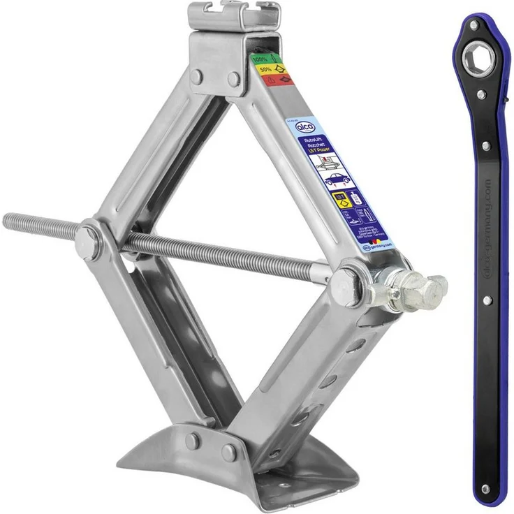 alca Wagenheber Scherenwagenheber mit Ratsche 1,5t Hubhöhe 104-380mm für Auto/SUV/MP, leicht und robust, drehbarer Sattel, extrem leicht bedienbar, blau