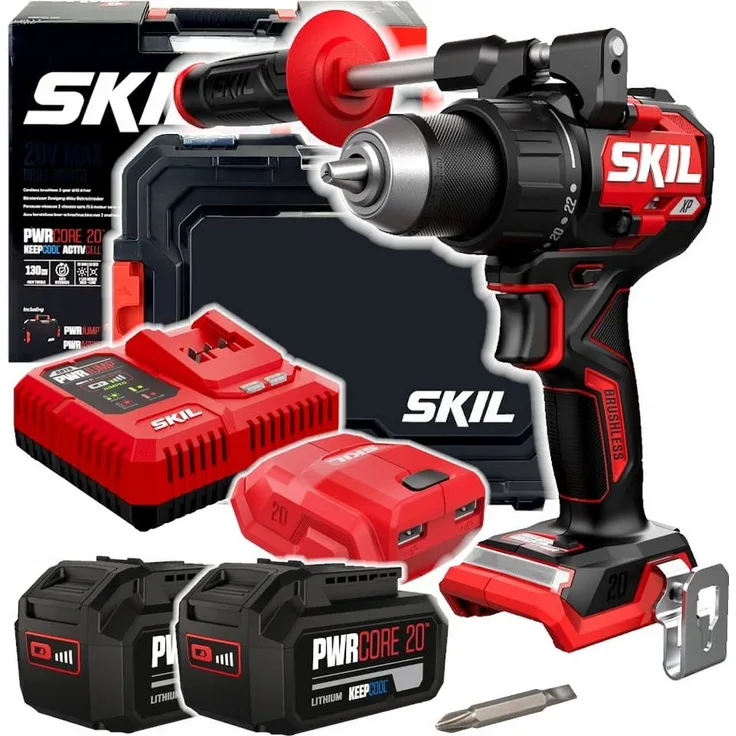 SKIL Akku-Bohrschrauber 20V 3080 HB (2x4.0Ah Koffer), 20 V, bürstenloser Motor, 130 Nm Drehmoment, LED-Beleuchtung - Preisvergleich