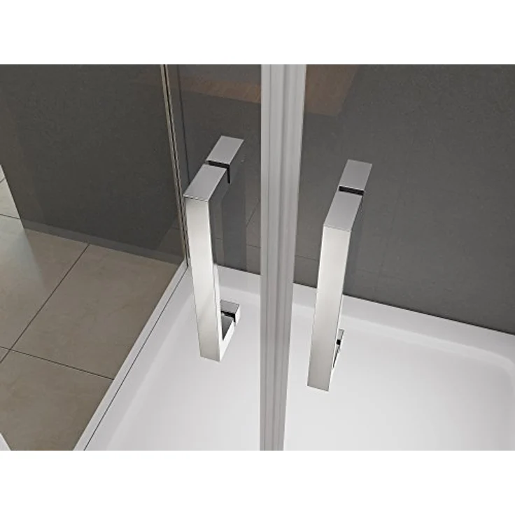 BuyLando Nora Duschkabine U-Form, 90x90x195 cm, Klarglas, 8 mm ESG-Sicherheitsglas, 2-türige Einstiegsöffnung – Bild 6