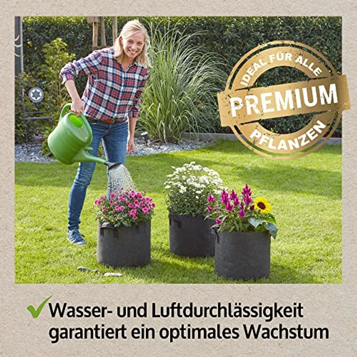 Zooprinz Pflanzkübel Pflanzsack Pflanztaschen 6er Set, 30L und 60L, 260 g/m² Vliesstoff, UV- und witterungsbeständig, mit Wasserabfluss-System – Bild 4