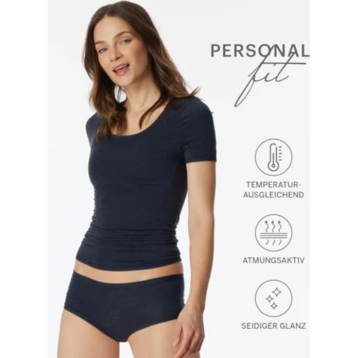 Schiesser Damen Shirt "Personal Fit", Unterhemd Casual Stretch, atmungsaktiv und formstabil, blau, (M) – Bild 3