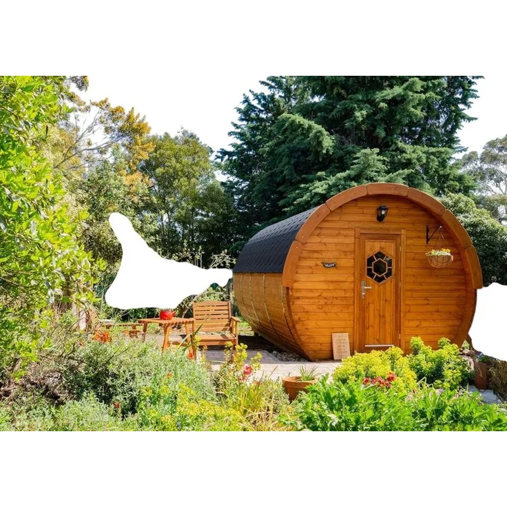 JVmoebel Gartenhaus Campinghaus Barrel, Holz im Fass-Design für Naturliebhaber, Made in Europe