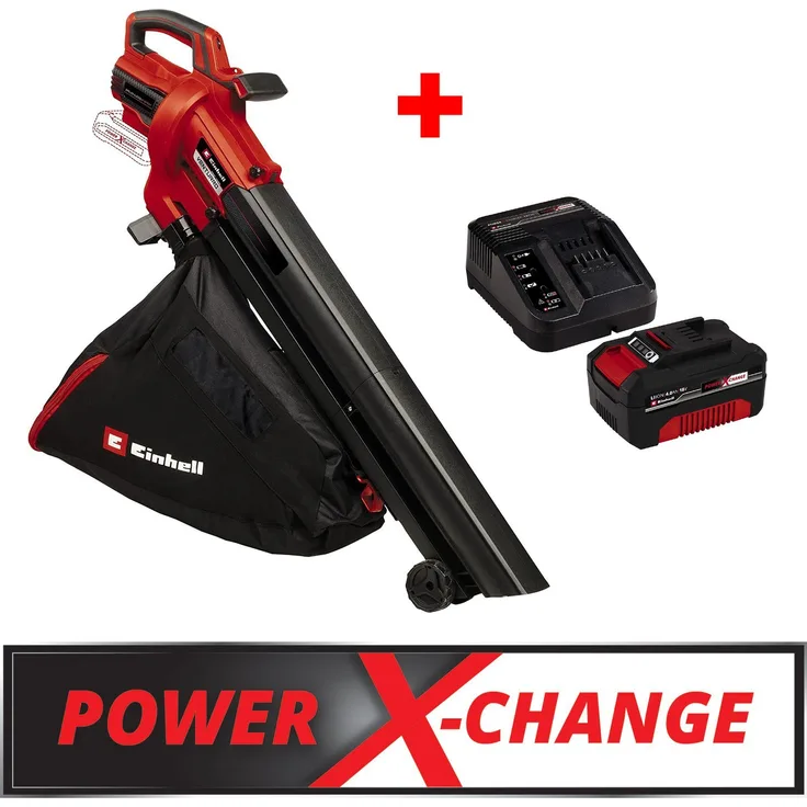 Einhell Akku-Laubsauger VENTURRO 18/210, Laubbläser + Starterkit 4.0 Ah, bürstenloser Elektromotor, integrierter Häcksler
