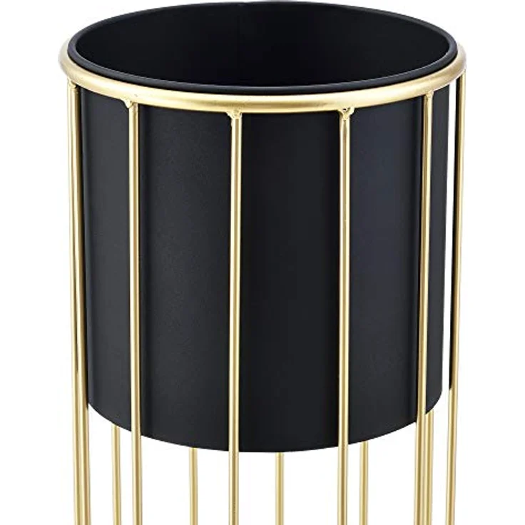 en.casa Blumenständer (Set, 2er), »Mortsel« Pflanzenständer 2er Set Metall Schwarz/Goldfarben - Zeitloses und dekoratives Design – Bild 6