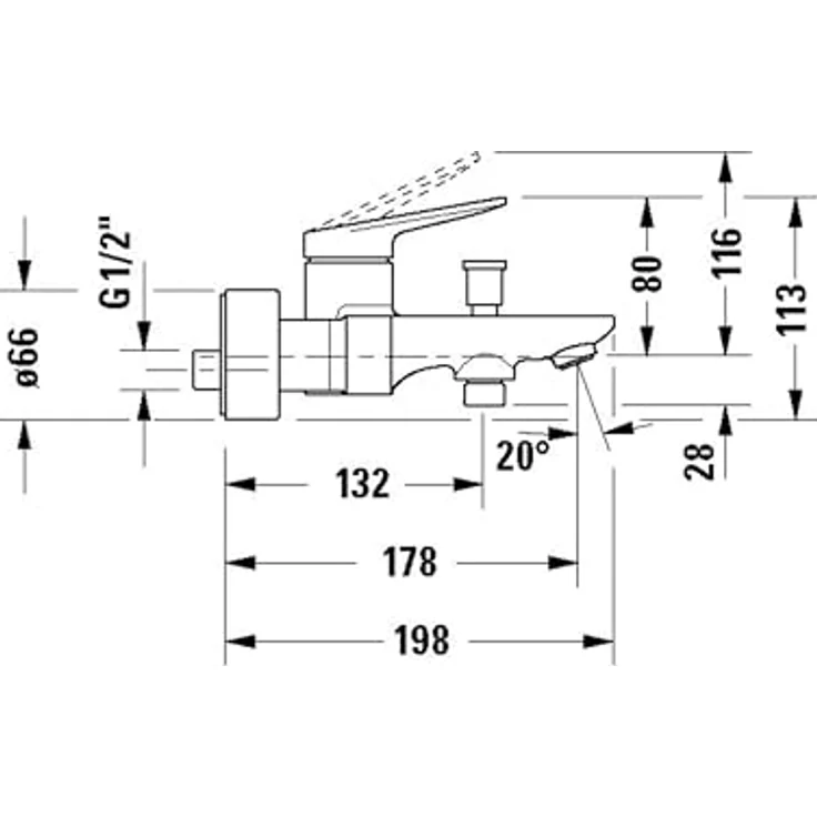 Duravit Wave Einhebel-Wannenmischer Aufputz, 178 mm Ausladung mit Keramikkartusche und Luftbeimischung für weichen Wasserstrahl, WA52300000 – Bild 7