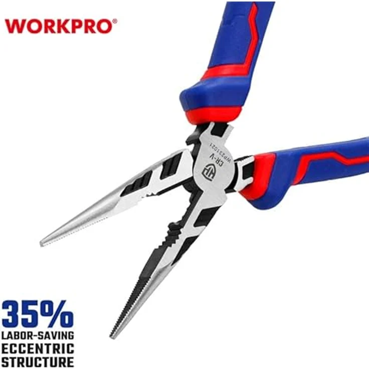 WORKPRO Flachzange mit langer Spitze, 160 mm, 22,5 x 9 x 9, Chrom-Vanadium, ergonomischer Griff – Bild 5