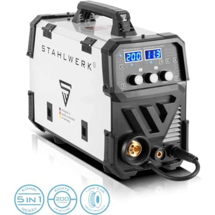STAHLWERK Schweißgerät MIG MAG 200 Spot Puls Pro, Vollsynergischer IGBT Inverter, 5 in 1 Kombigerät mit Spotfunktion und 200 Ampere, Alu | Fülldraht | MIG MAG | ARC MMA | Lift TIG | Puls – Bild 4