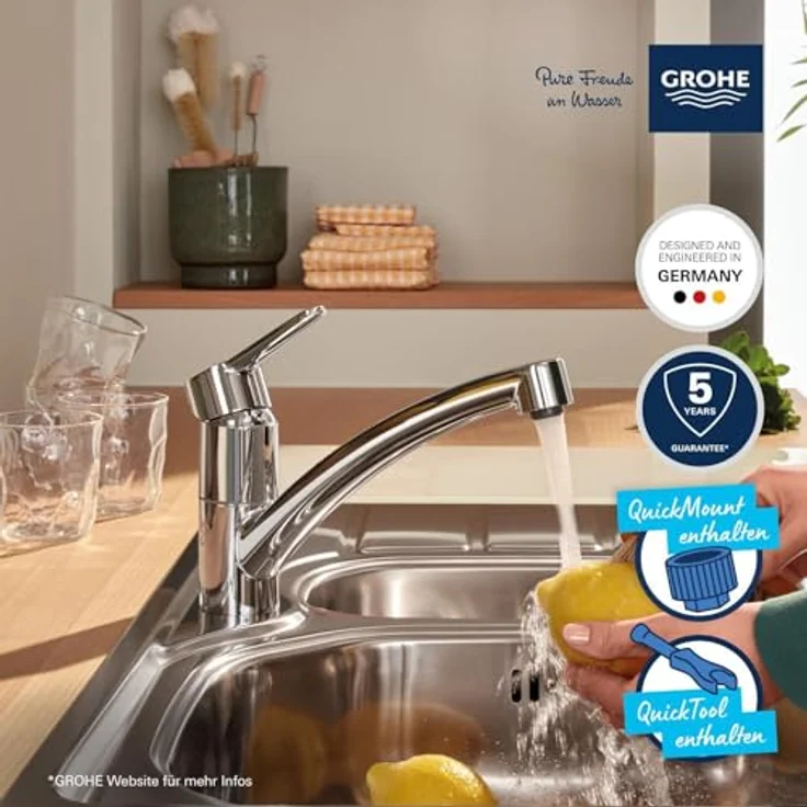Grohe Start Eco Küchenarmatur, Einlochmontage, schwenkbarer Rohrauslauf, chrom – Bild 3