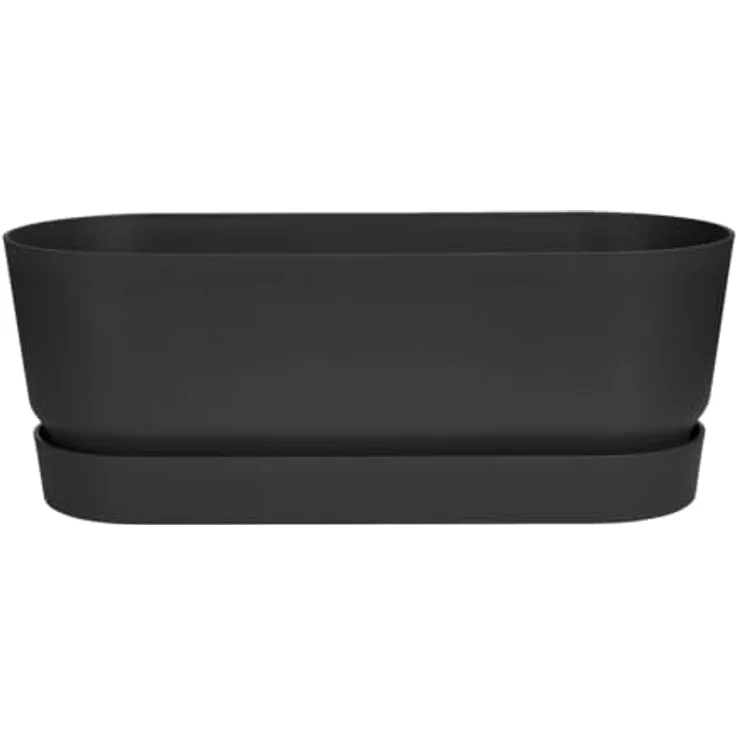 elho Greenville Pflanzgefäß Lang 50 - Übertopf für Außen - 100% recyceltem Plastik - Ø 49.0 x H 18.0 cm - Schwarz/Living Schwarz – Bild 2
