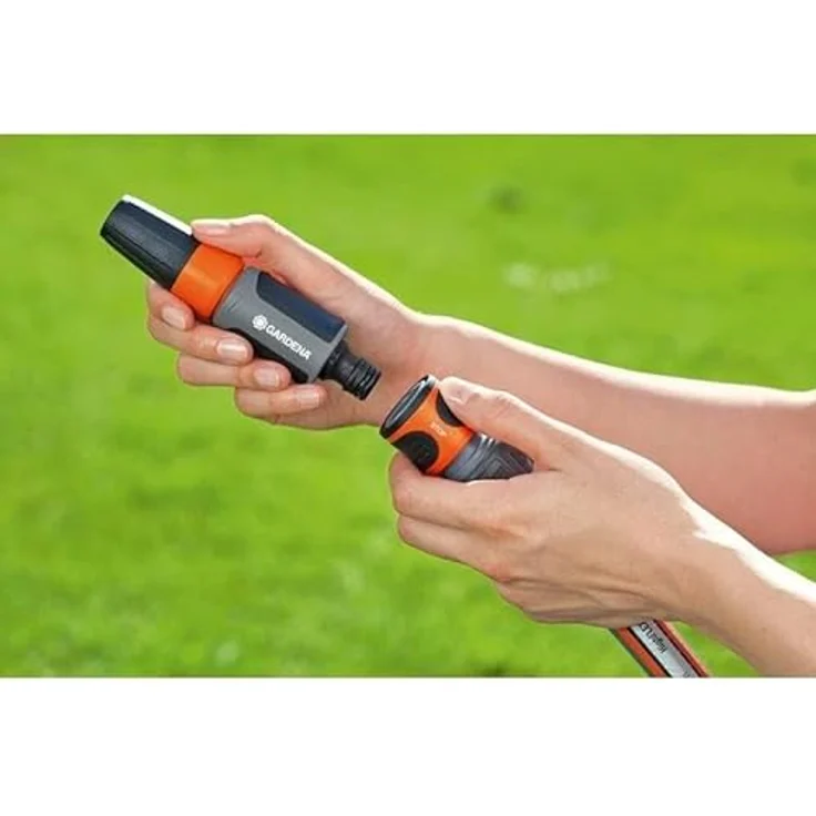 GARDENA Wasserstop 19 mm (3-4 Zoll): Steckverbinder mit Aquastop, für Schlauchende, Powergrip, gerillte Griffmulden, simpler Wechsel, verpackt (18214-20) Bewässerungszubehör – Bild 3