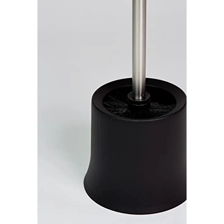 WENKO WC-Garnitur Basic, offener Toilettenbürstenhalter für das Badezimmer und die Gäste-Toilette, inkl. Toilettenbürste, aus mattiertem Kunststoff, Maße (B/T x H): Ø 14 x 38 cm, Schwarz – Bild 3