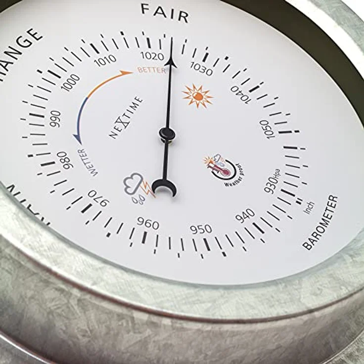 NeXtime Barometer außen - Ø22CM - Metall - Verzinkt „Orchidee“ – Bild 4