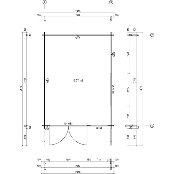 Alpholz Gartenhaus Gabriel-34 300 x 400 cm, BxT: 358x467 cm, Leimholz-Doppeltür, Doppelfenster, 34 mm Wandstärke – Bild 5