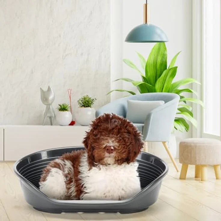 Ferplast Dog Bed Siesta Deluxe, Kunststoff-Haustierkorb für Hunde und Katzen, Schwarz, 93,5 x 68 x 28,5 cm – Bild 3
