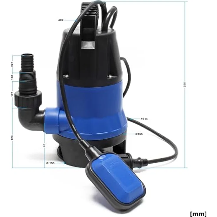 Wiltec Schmutzwasserpumpe 1100 W 15000 l/h Tauchpumpe Gartenpumpe Brunnenpumpe Entwässerungspumpe, Leistungsstarkes Modell – Bild 4