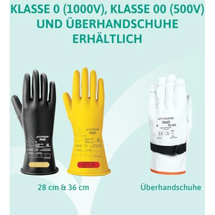 Ansell Activ ARMR RIG014Y110, Naturlatex Elektrikerhandschuh Größe 11, isoliert bis 1000 V AC, optimierte Flexibilität, erweiterte Stulpe – Bild 7