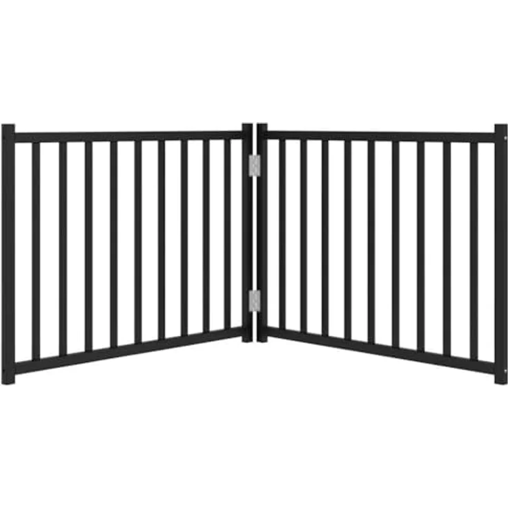 vidaXL Hundetor 3-TLG., Hundegitter Faltbar Pflegeleicht, Schwarz Massivholz Tanne – Bild 5