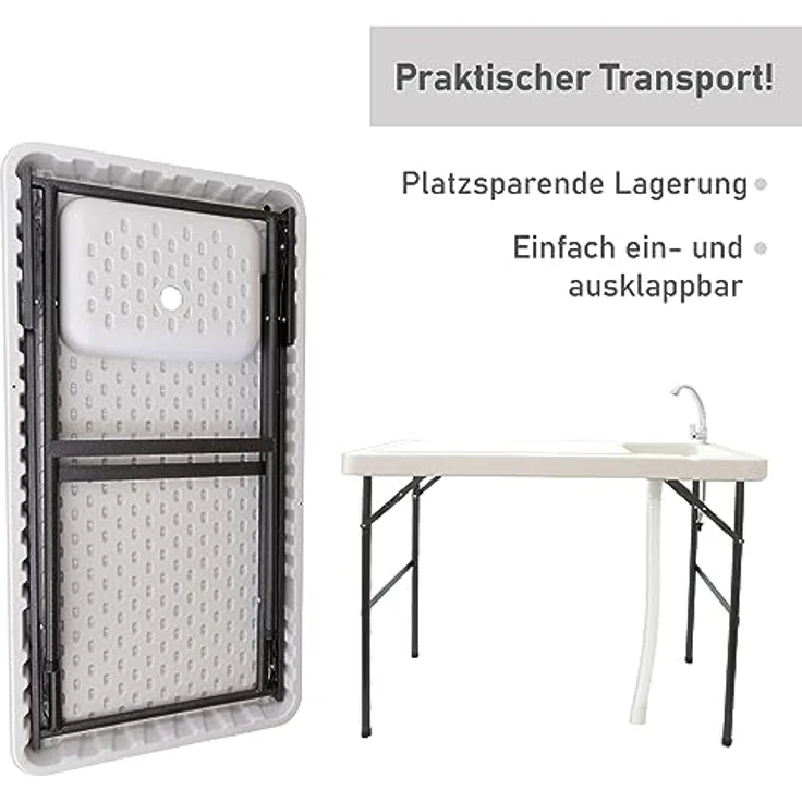 Lemodo Kunststoffspüle Gartenspüle mit klappbarem Wasserhahn, Komplett-Set, weiß – Bild 5