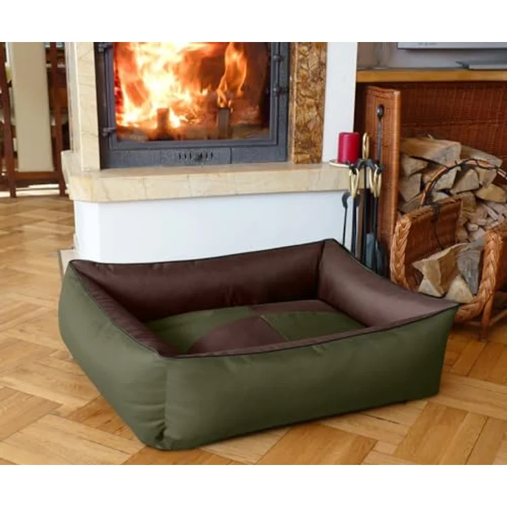 BedDog Hundebett MAX QUATTRO mit Rand, abnehmbarer Bezug - Flexibles, kariertes Design, für kleine und große Hunde - Blau – Bild 4
