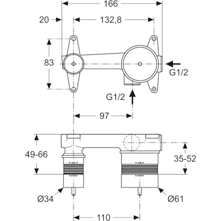 Ideal Standard Spültischarmatur A5948NU, Unterputz Waschtisch Wand Armatur – Bild 4