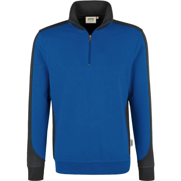 HAKRO Zip-Sweatshirt Contrast Mikralinar 476, royalblau/anthrazit, 5XL