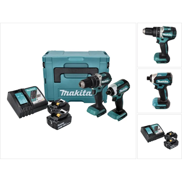 Makita DLX 2180 TJ Akku Kombi-Set DHP 484 Akku Schlagbohrschrauber + DTD 153 Akku Schlagschrauber + 2x Akku 5,0 Ah + Ladegerät + Makpac