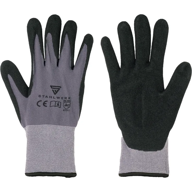 STAHLWERK Arbeitshandschuhe Montagehandschuhe 5 Paar XL mit Nitril-Beschichtung