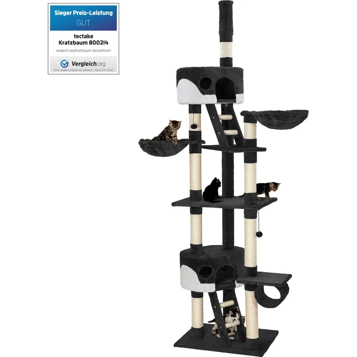 tectake Kratzbaum Hansi 260cm - schwarz/weiß – Bild 2