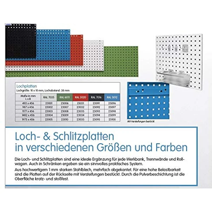 Lochwand 1482 x 456 mm , RAL 7035 – Bild 3