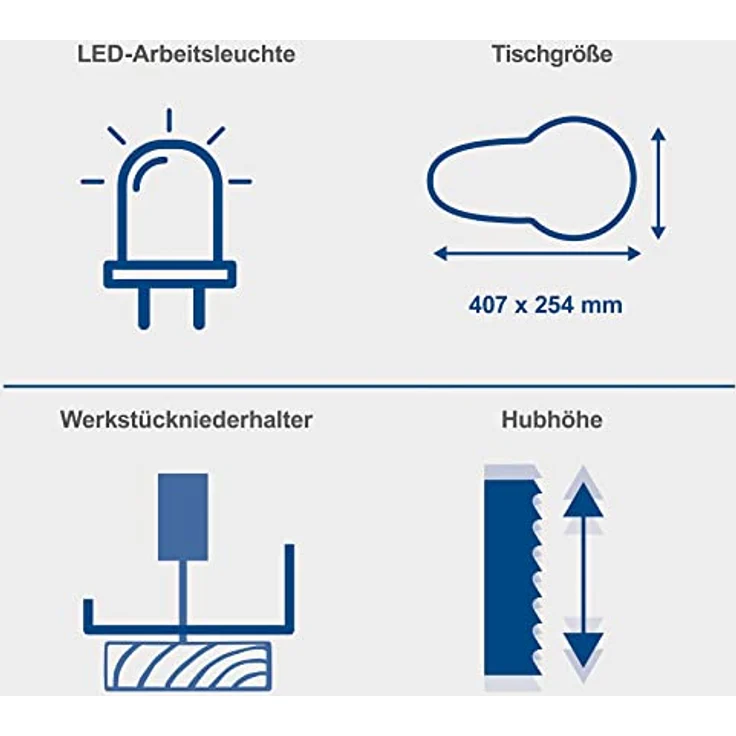 Scheppach Dekupiersäge DECO SWITCH 230-240V 50Hz 70W | Schnitthöhe/-tiefe: 50 / 405 mm inkl. Variabler Drehzahl | LED Leuchte + Fußpedal – Bild 5