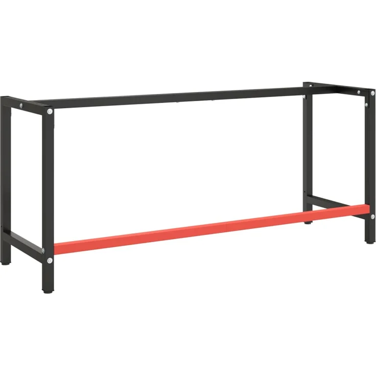 Werkbankgestell Mattschwarz und Mattrot 180x57x79 cm Metall – Bild 3