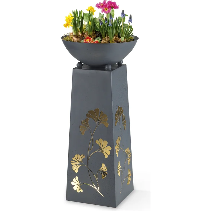in-trading Handelsgesellschaft mbH Hoberg LED Pflanzsäule in Beton-Optik - 23 x 23 x 59cm
