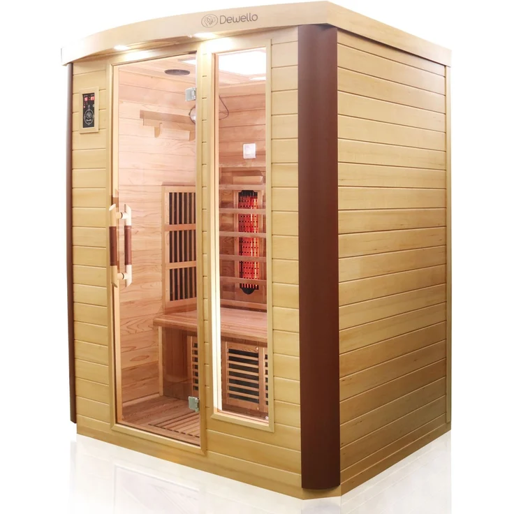 Dewello Infrarotkabine Infrarotsauna TORONTO 160cm x 110cm inkl. Vollspektrumstrahler, Bodenstrahler – Bild 2