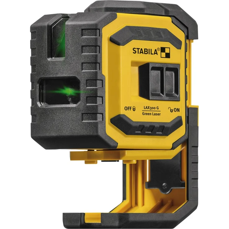 STABILA Kreuzlinienlaser LAX 300 G, 4-teiliges Set, selbstnivellierend, helle grüne Laser-Linien mit Lotpunkten, Reichweite bis 30 m, Schutzklasse IP 54, Zielplatte, Wandhalterung, Tasche – Bild 1