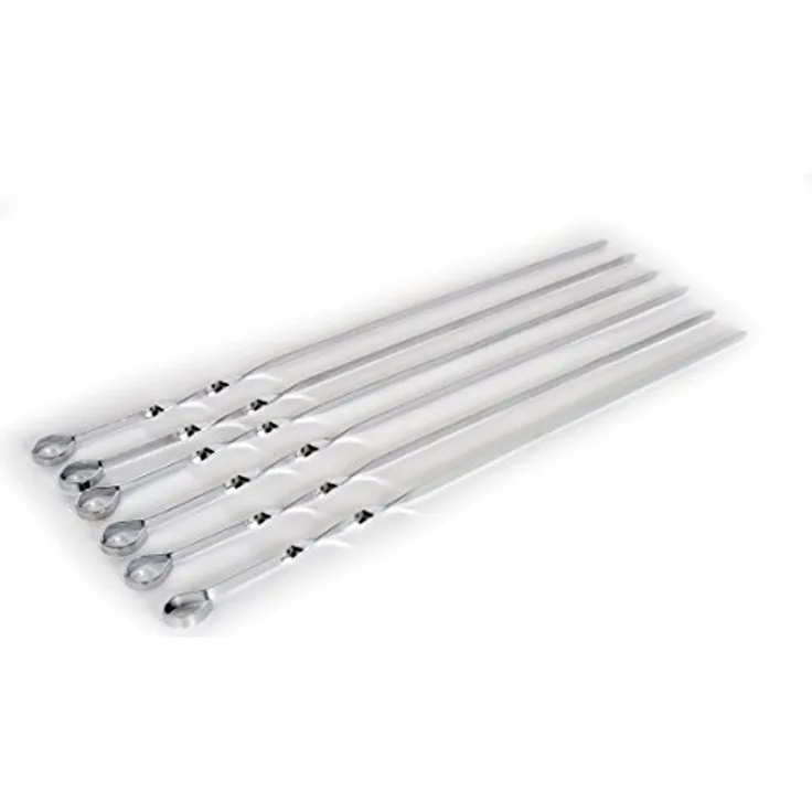 6er Set Grillspieß aus Edelstahl, 50 cm, Party-Spieß für Fleisch und Gemüse 6er