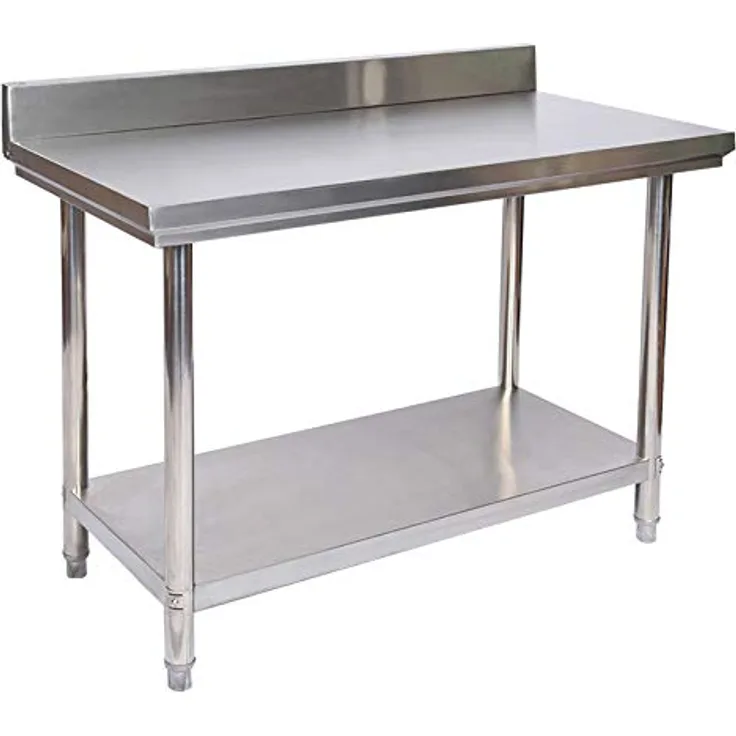 Wiltec - Edelstahl Tisch Arbeitstisch Edelstahltisch mit Aufkantung 100 x 60 x 85 cm