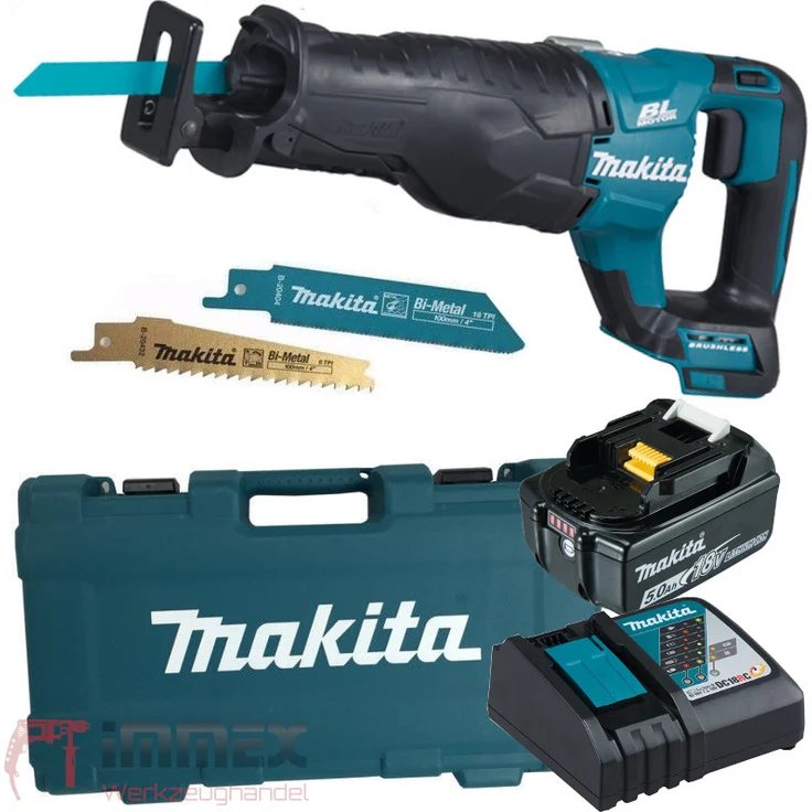 Makita DJR187RT Reciprosäge 18 V - 50 Ah-mit 1 Akku und Ladegerät im Transportkoffer, 670 W, türkisschwarz, mit 1x 5,0 – Bild 1