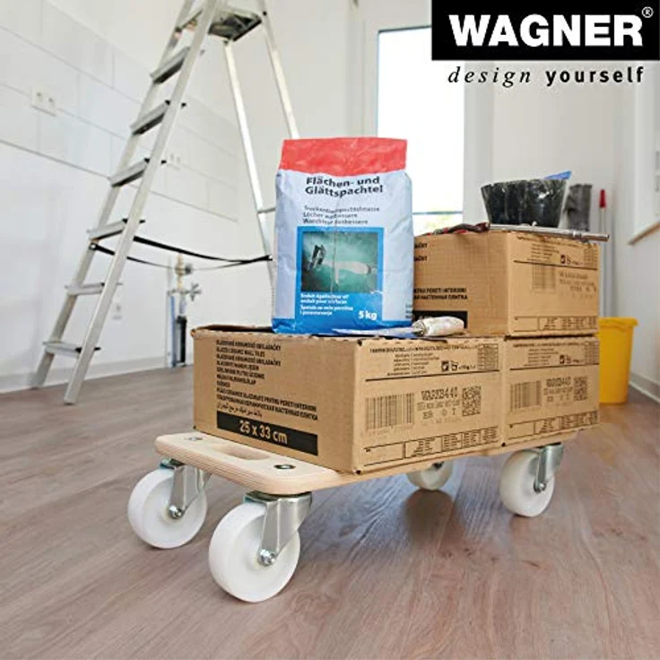 Transporthilfe MM 1326, 59 x 29 x 13,5 cm, harte Rollen Ø 100 mm, Rollenlager, Multiplex Birke FSC®, Tragkraft 400 kg – Bild 6