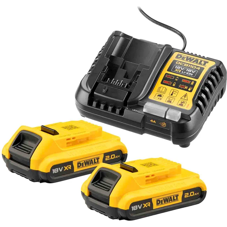 DeWALT Akku-Set DCB1104D2-QW, 18V, 2Ah, 2x XR-Akku DCB183 inkl. Schnellladegerät für XR-Schiebe Akkus und Flexvolt – Bild 1