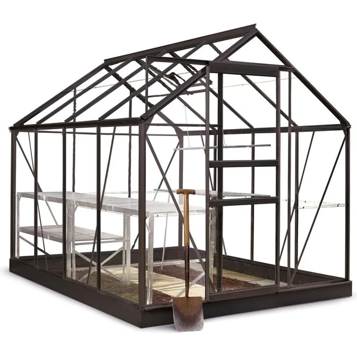 Halls Gewächshaus Popular 86, 2,57 x 1,93 x 1,96 m, Schwarz m/3 mm Blankglas - Preisvergleich
