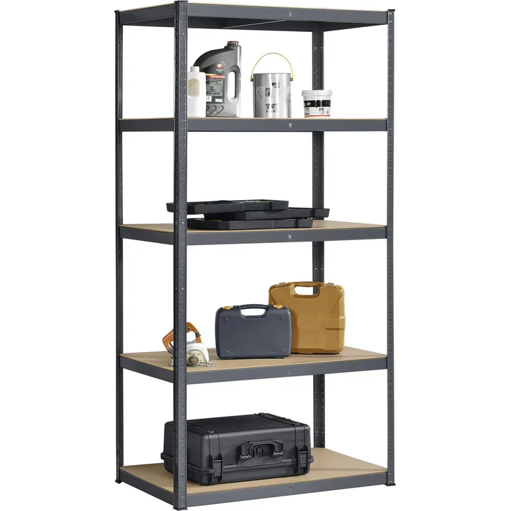 Juskys Lagerregal Basic 200x100x60 cm Schwerlastregal mit 5 Böden – max. 875 kg - Metall grau - Regale Kellerregal Metallregal – Bild 9