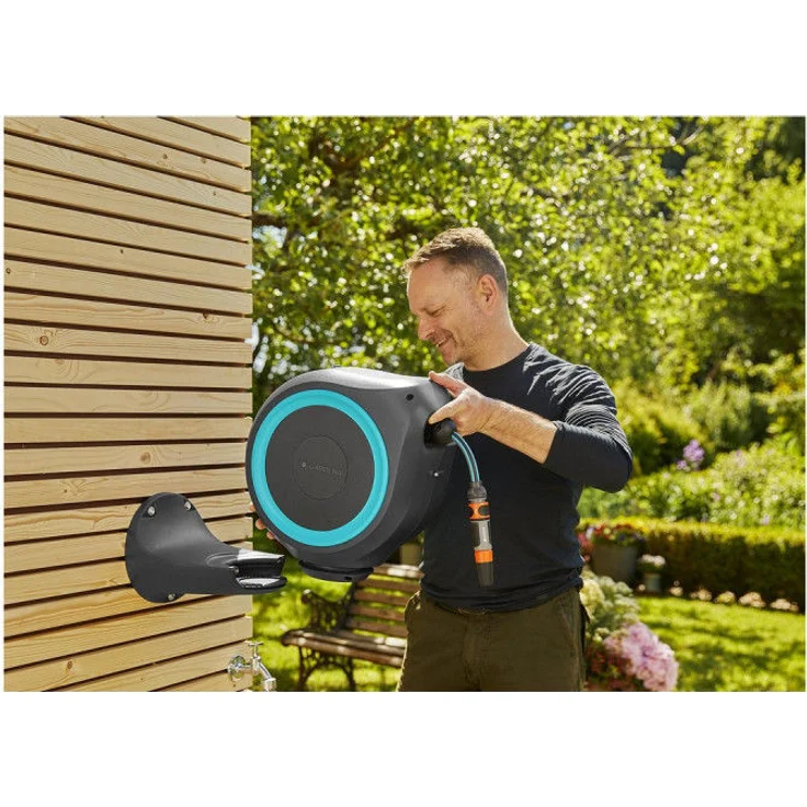 GARDENA Wand-Schlauchbox RollUp S 18600-20 15 Meter Schlauchlänge türkis Kunststoff 18600-20 180° schwenkbar frostsicher, UV-beständig – Bild 7