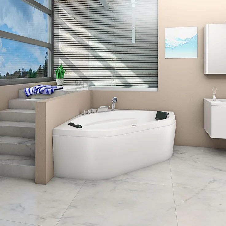 Whirlpool Pool Badewanne Eckwanne Wanne W20 140x140cm mit Farblichtherapie