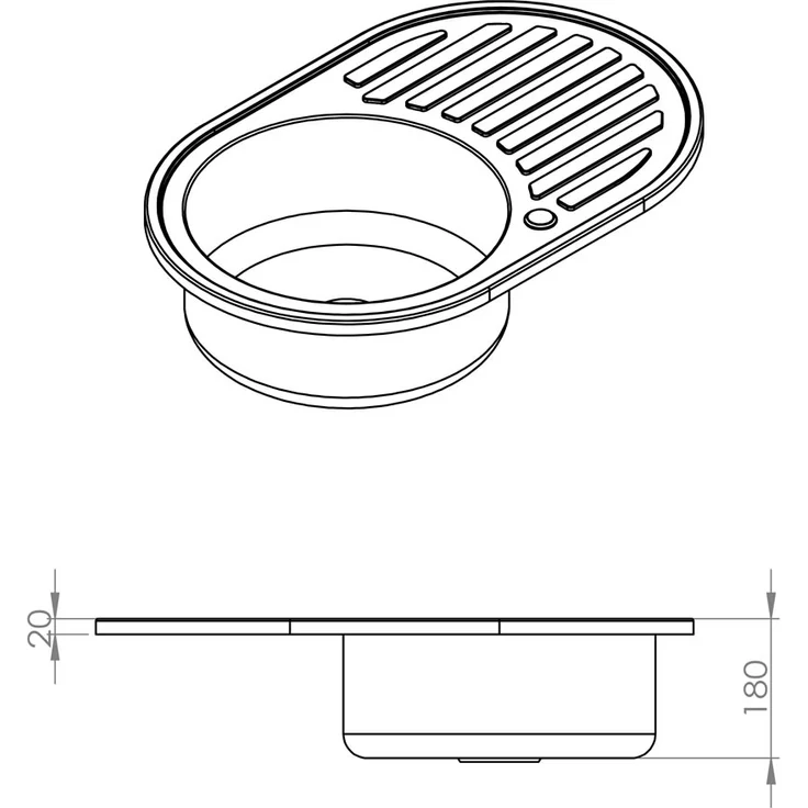 77x50CM Einbauspüle rund aus Edelstahl Ablage - links Küchenspüle Spülbecken – Bild 4